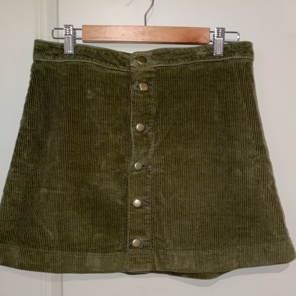 American apparel green corduroy skirt